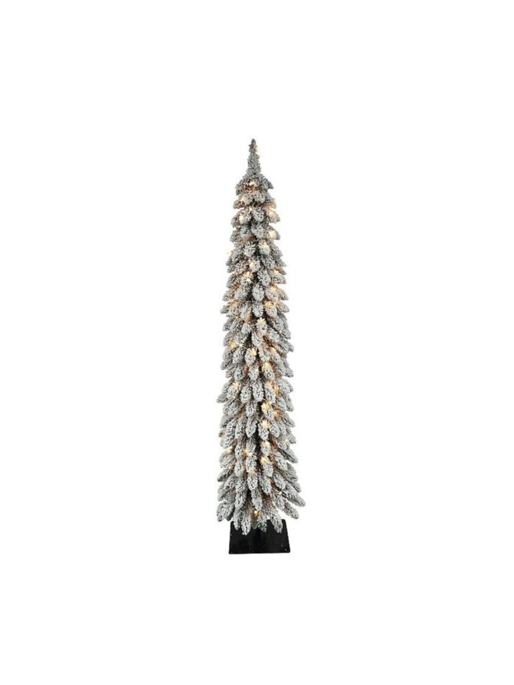 6ft Pre-lit Flocked Alpine Pencil Christmas Tree With 100 Clear Lights